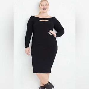 Maurices Classic Black Long Sleeve Dress Keyhole Neckline